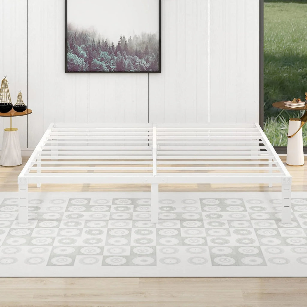 14 inch Metal Platform King Bed Frame with Steel Slat Support E4246