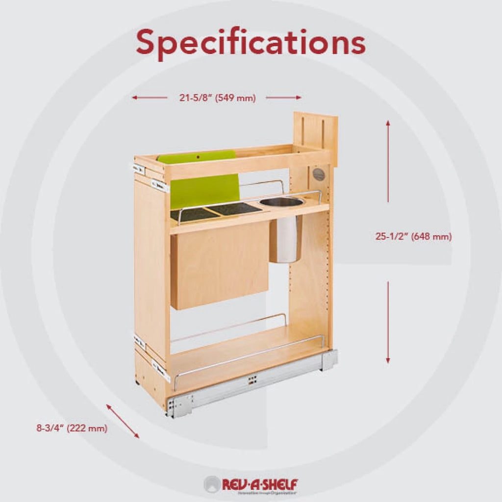 8 Inch Pullout Cabinet Organizer with Knife Block V974