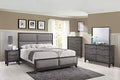 King Size Gray Bedroom Set with Bed Dresser Mirror Chest and 2 Nightstands O510