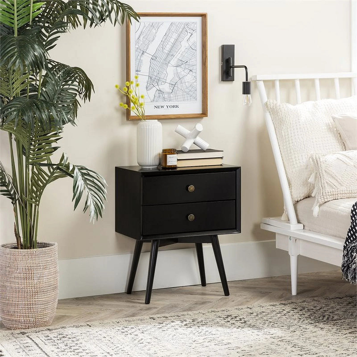 Black 2-Drawer Nightstand A892525
