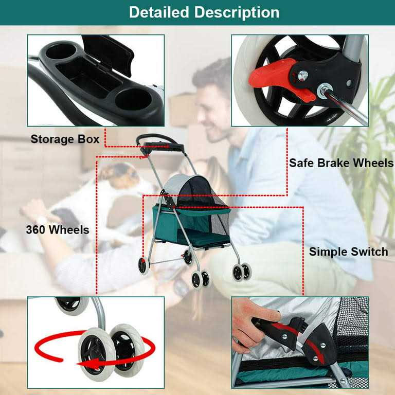 Teal Folding Pet Stroller X2345