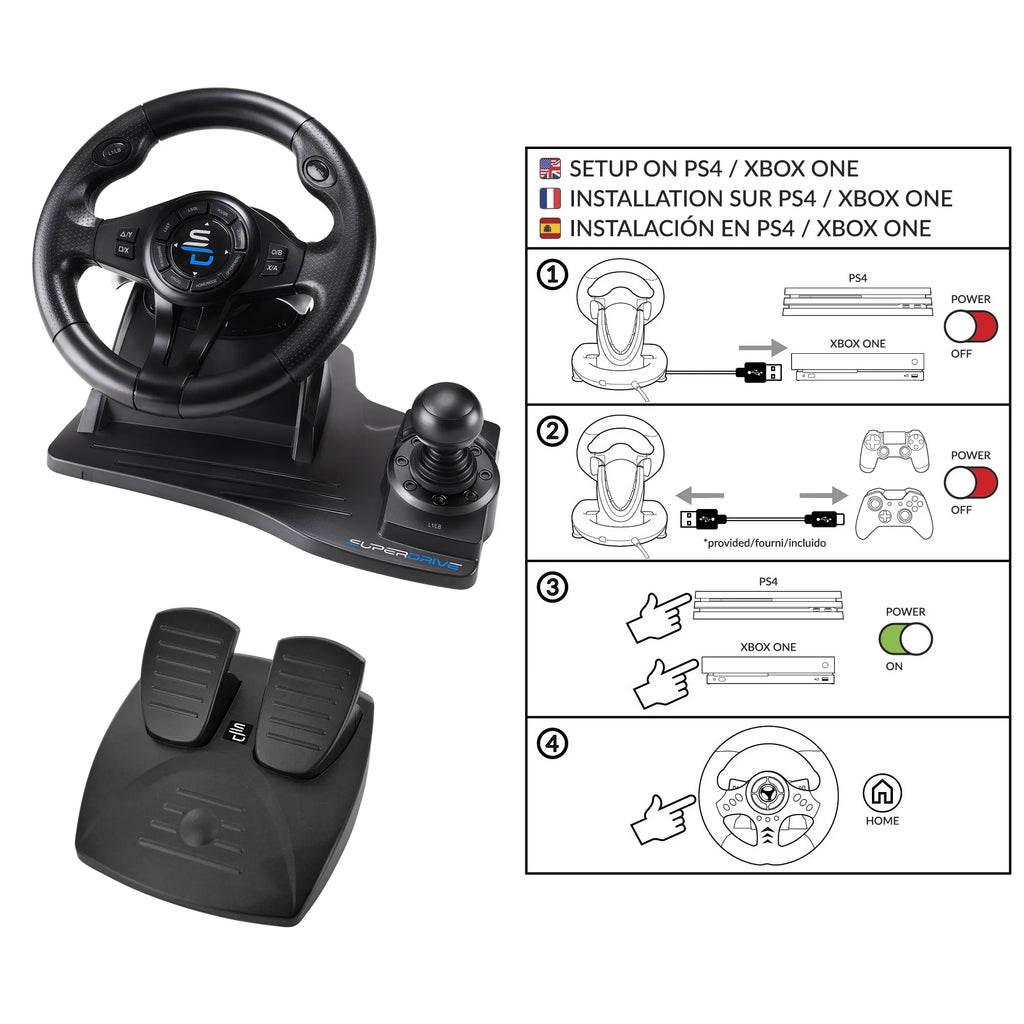 Racing Steering Wheel with Pedals L1686