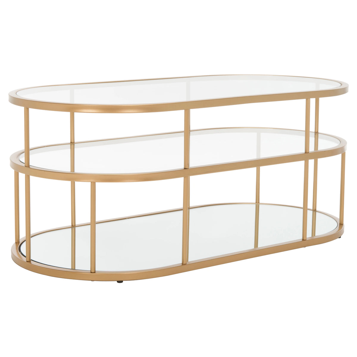 3 Shelf Gold Glass Coffee Table L29435