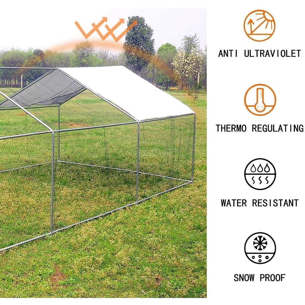 Large Walk-in Metal Chicken Coop with Waterproof Cover R441854