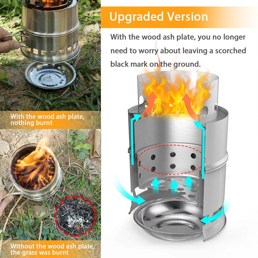Portable Windproof Wood Stainless Steel Stove Z1763