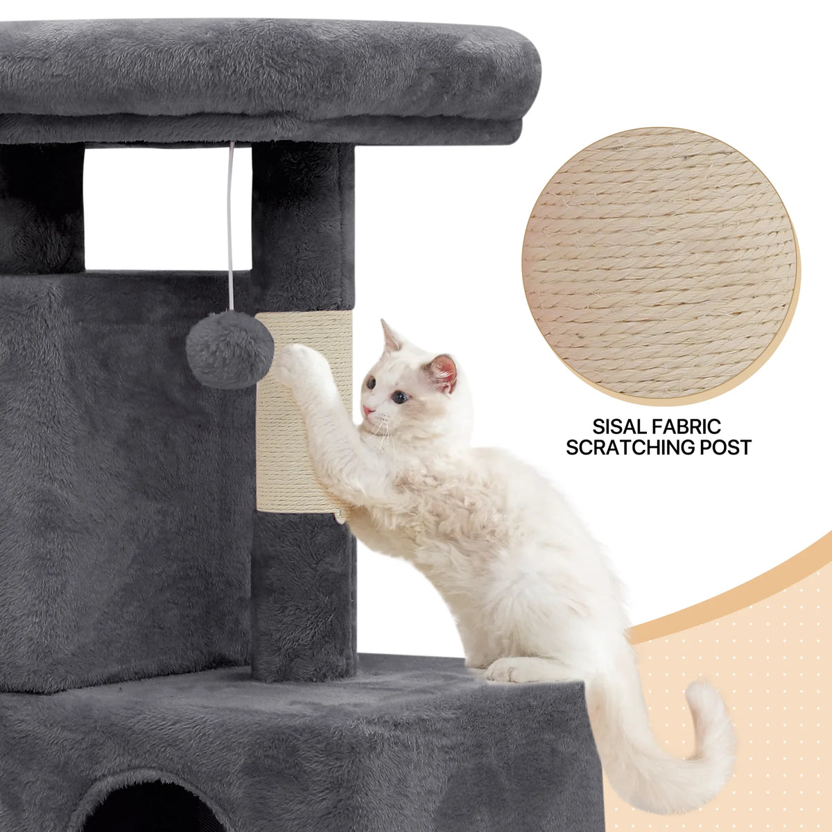 34-in Double Level Plush Cat Tree & Condo W636