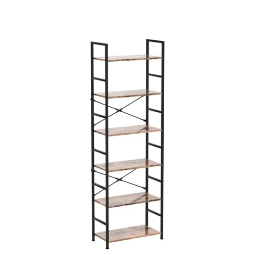 6-Tier Adjustable Wood and Metal Bookcase C654042