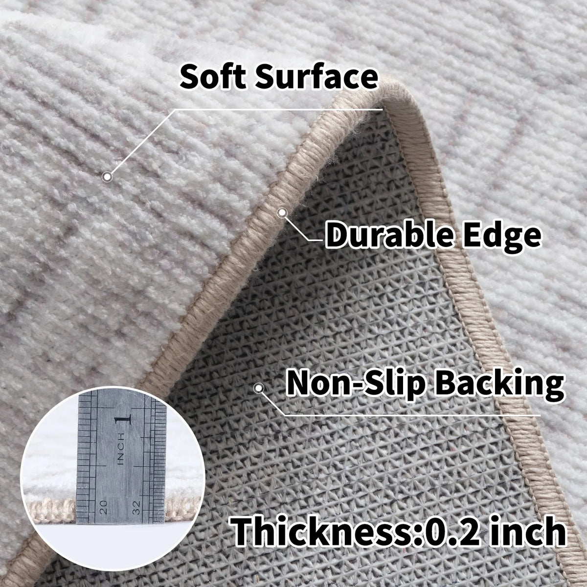 5'x8' Washable Boho Geometric Area Rug Grey O994441