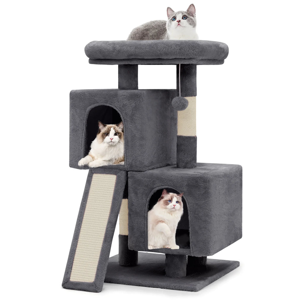 34-in Double Level Plush Cat Tree & Condo W636