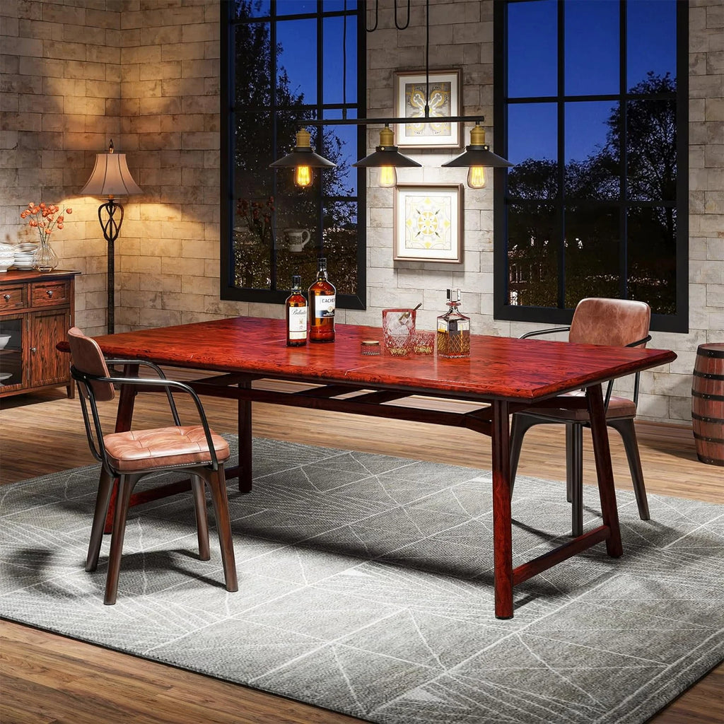 63" Rectangular Wood Dining Table with Metal Legs U894684