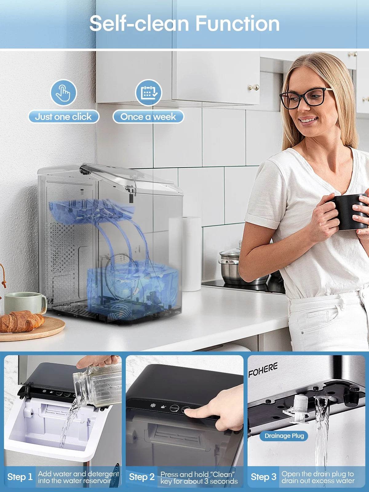 Nugget Ice Maker Countertop 38 Lbs Stainless Steel Portable Ice Machine with Ice Scoop and Basket K5300