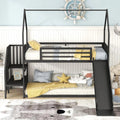 Black Metal Bunk Bed with Slide and Stairs A16749