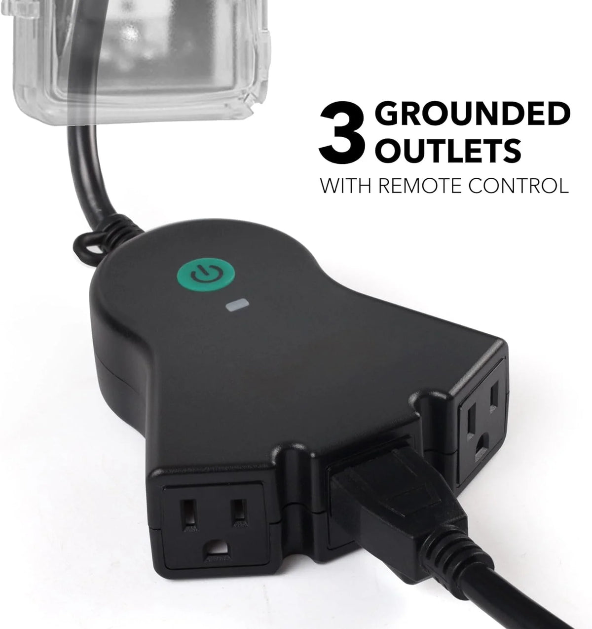 Black 3-Prong Outdoor Indoor Wireless Remote Control Outlet G204