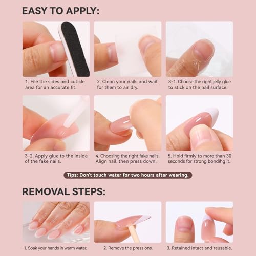 Short Square Press on Nails Set with Stickers U911918
