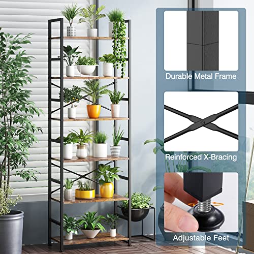 6-Tier Adjustable Wood and Metal Bookcase C654042