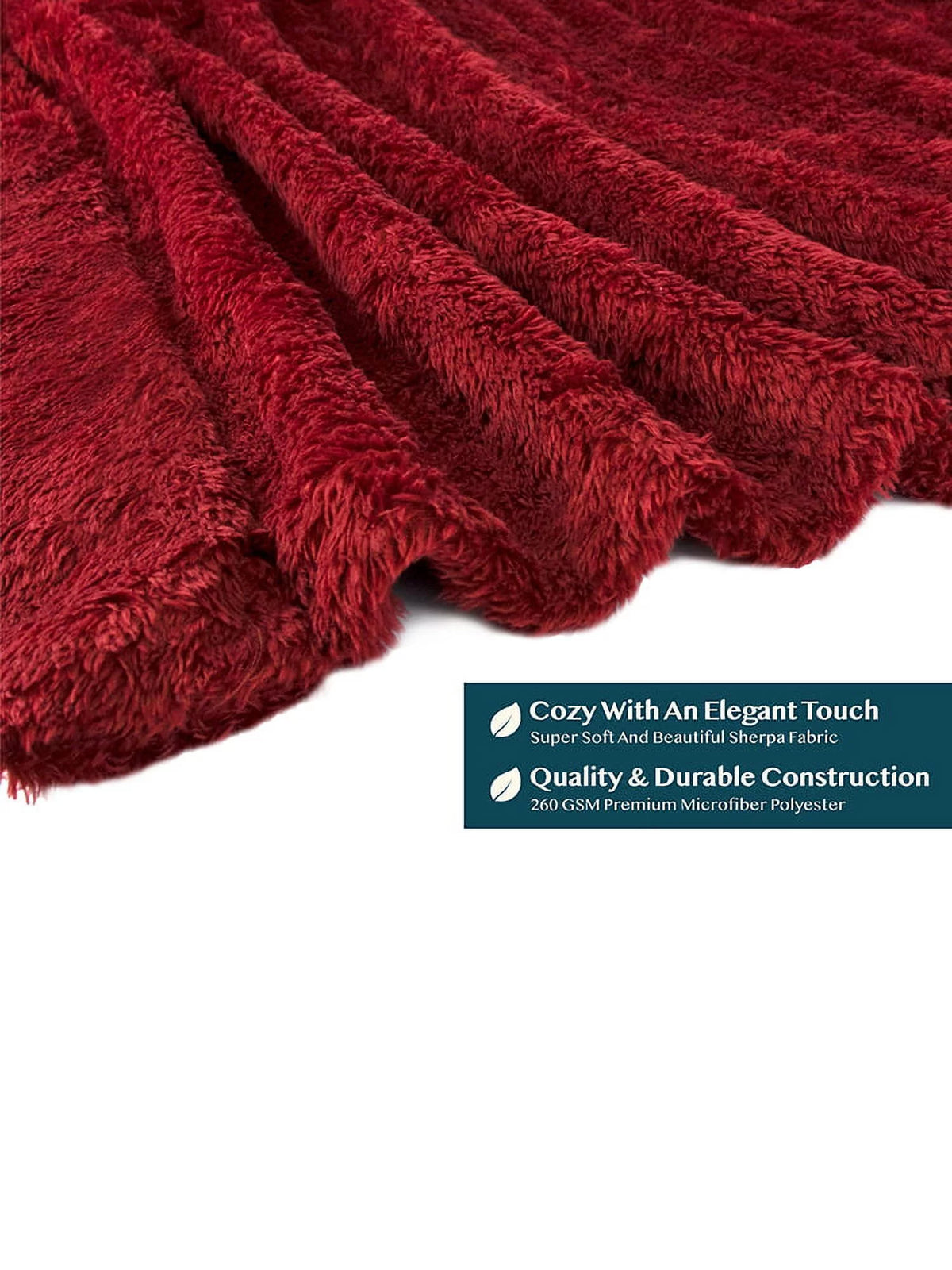 Wine Red Sherpa Fleece Zip Robe with Pockets B7937