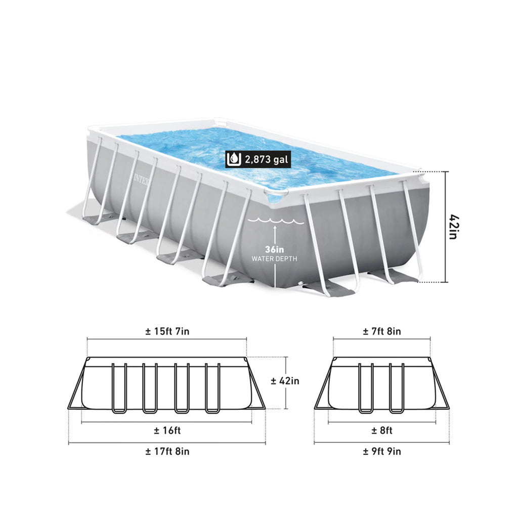 16Ft x 8Ft x 42In Rectangular Pool Set P3149
