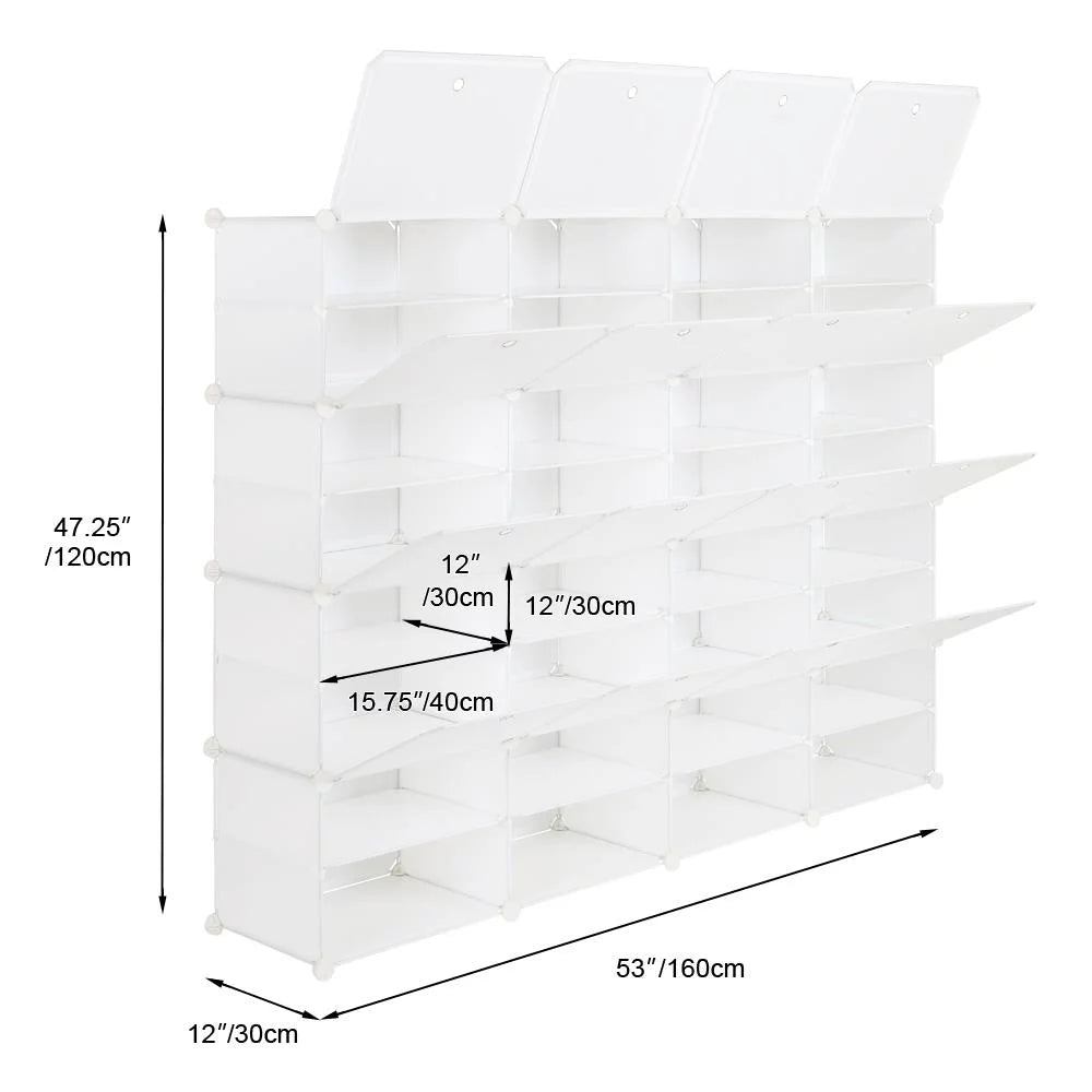 32-Cube 64-Pair 8-Tier White Shoe Storage Cabinet J882719