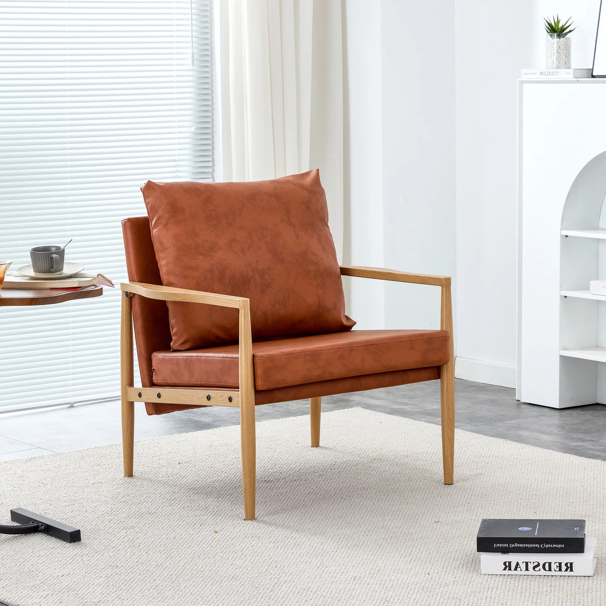 PU Leather Accent Arm Chair with Metal Frame E38444