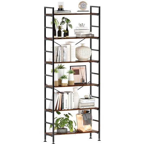 6-Tier Adjustable Wood and Metal Bookcase C654042