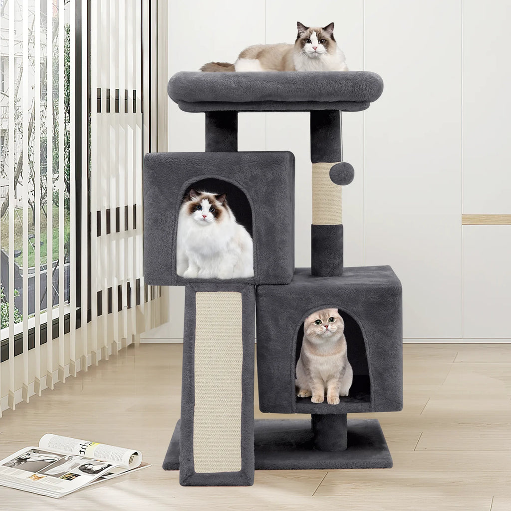 34-in Double Level Plush Cat Tree & Condo W636
