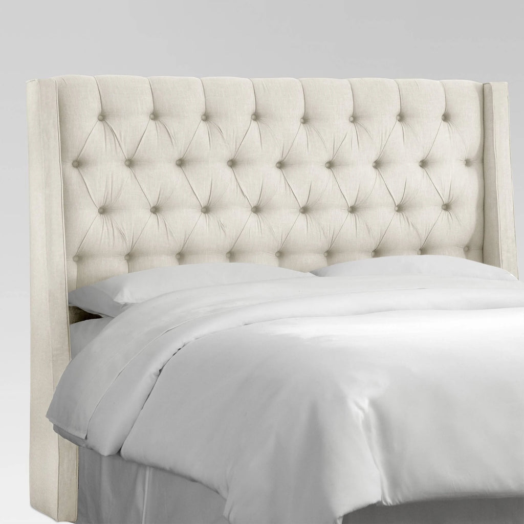 California King Tufted Wingback Linen Headboard V152