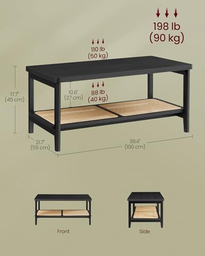 2-Tier Coffee Table with PVC Rattan Storage Shelf S2076