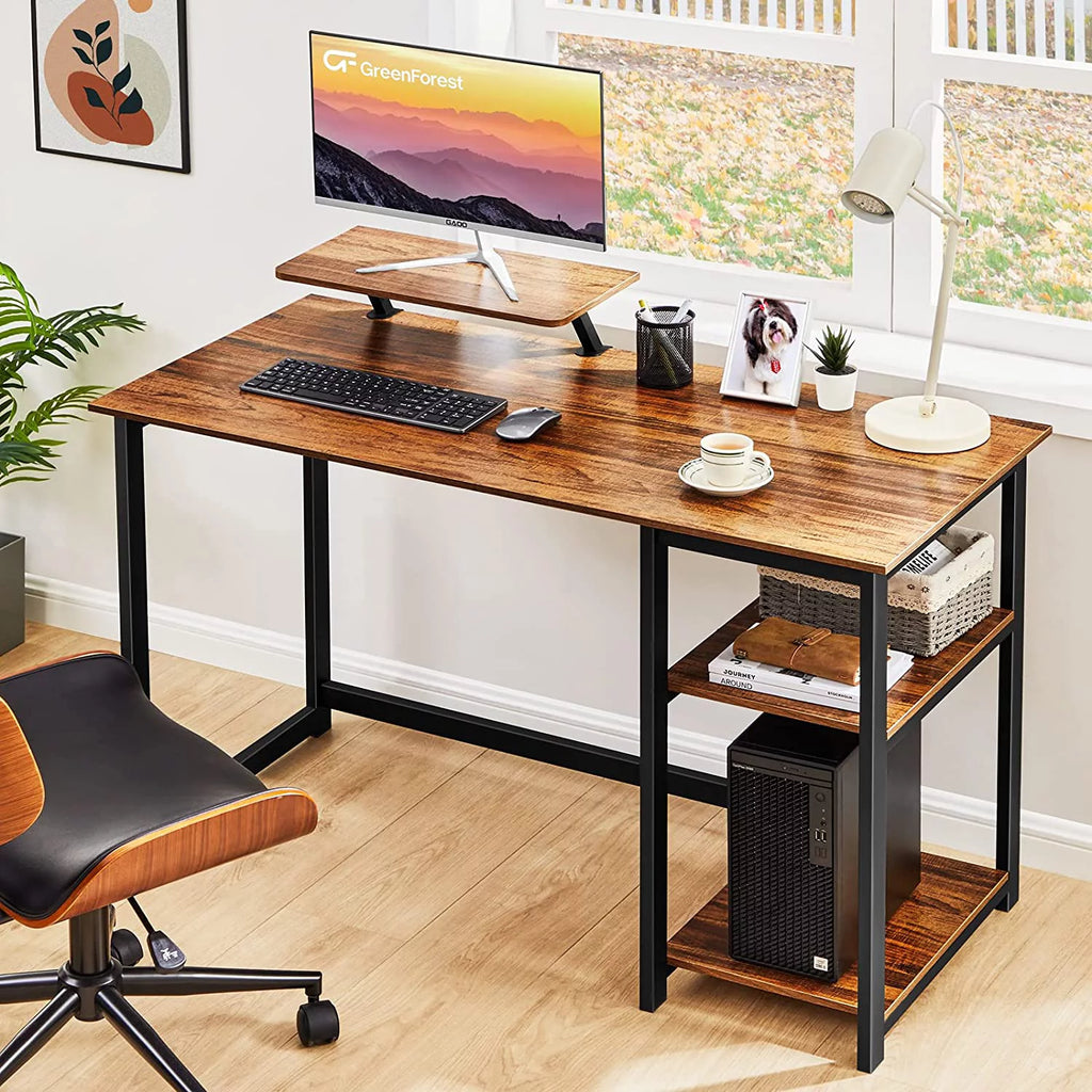 39 inch Computer Desk with Monitor Stand and Reversible Storage Shelve G18625