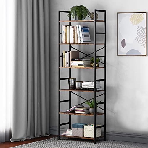 6-Tier Adjustable Wood and Metal Bookcase C654042