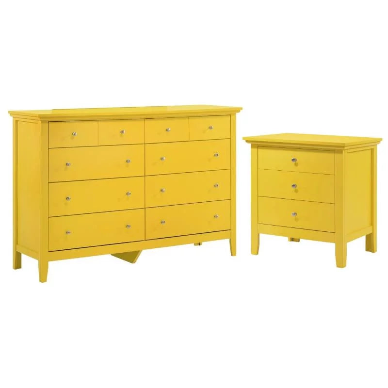 Yellow 8 Drawer Dresser and 3 Drawer Nightstand H990884