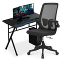 Black Portable Computer Desk and Rolling Swivel Task Seat R167