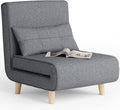 Dark Grey Convertible Sofa Chair Bed with Wood Legs U728
