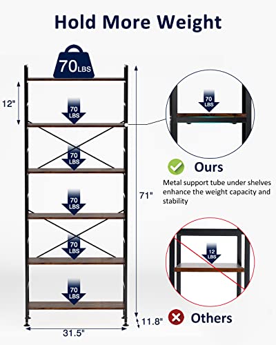 6-Tier Adjustable Wood and Metal Bookcase C654042