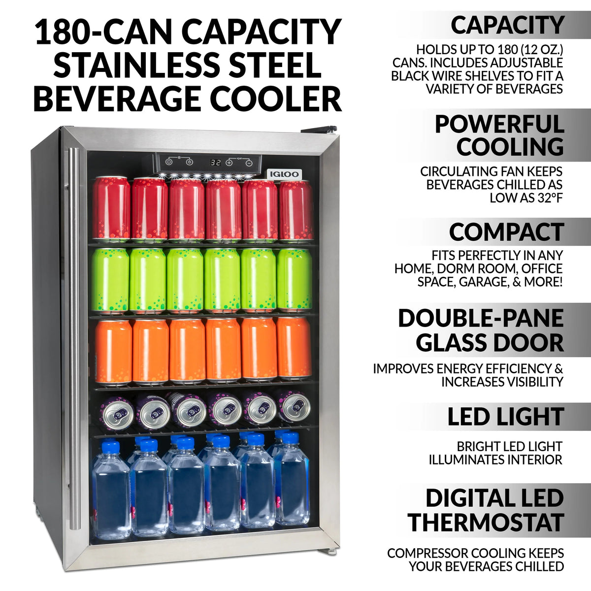4.1 Cu. Ft. Stainless Steel Beverage Cooler U444