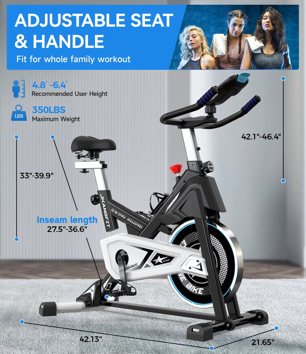 Magnetic Exercise Bike 45lbs Heavy-Duty Quiet Belt Drive D4514