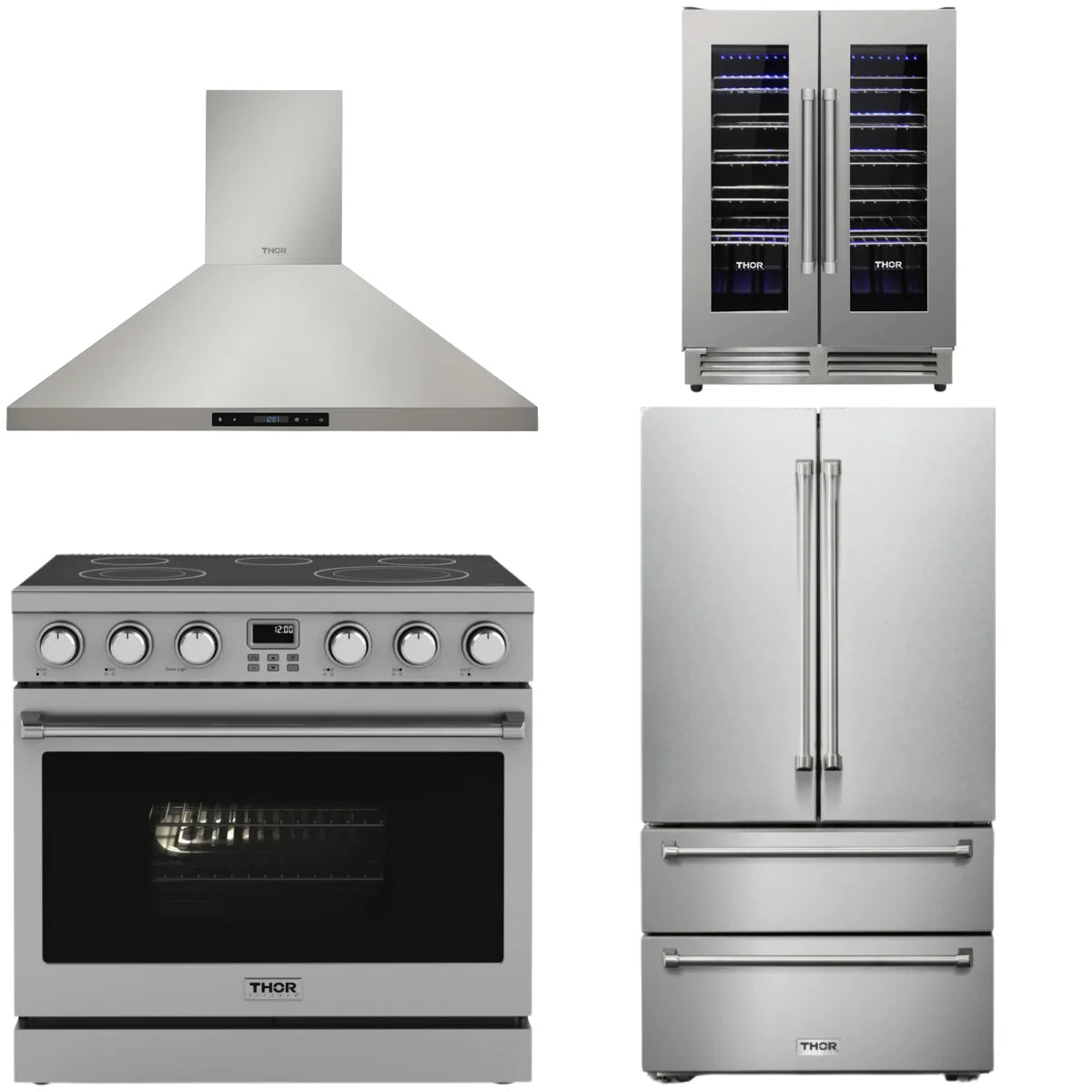 36 Electric Range, Range Hood, Refrigerator and Wine Cooler L798