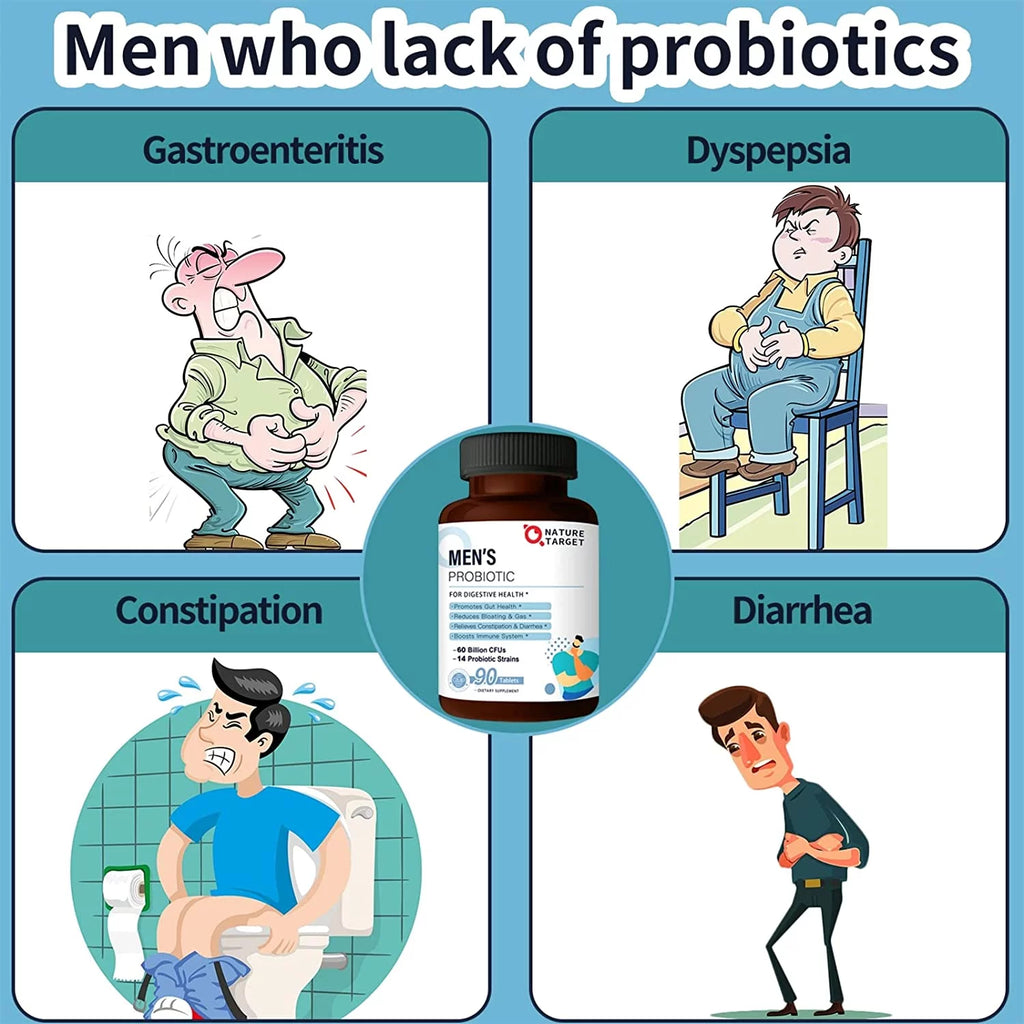Probiotics for Men 60 Billion CFUs 14 Strains 90 Tablets O112547