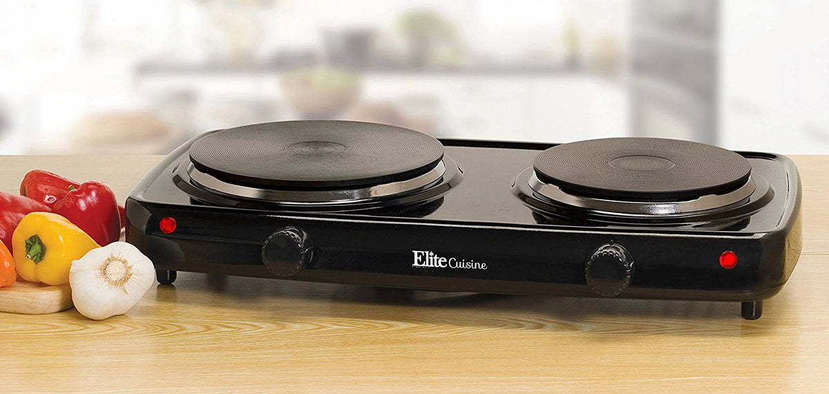 Electric Double Cast Burner Hot Plate Black Z596