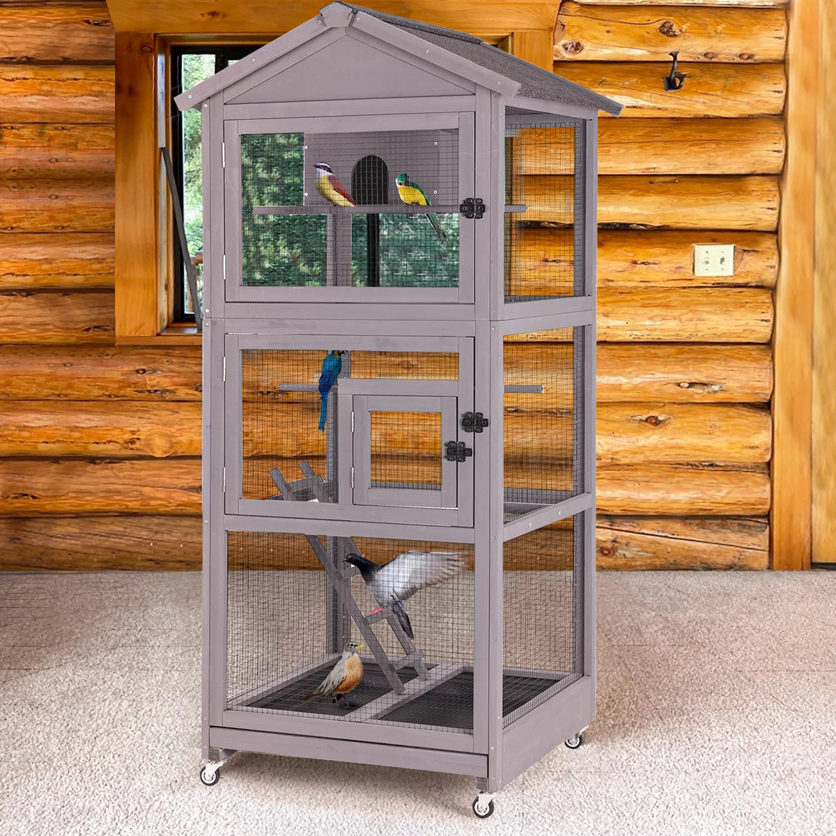 71'' Wooden Birdcage with Stand U4945