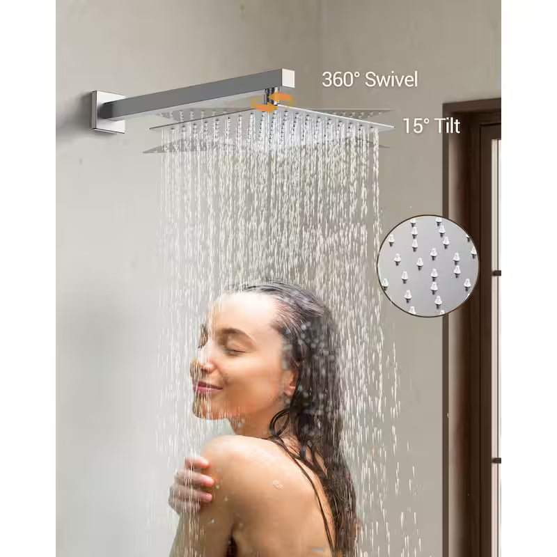 Wall-Mounted Dual Shower Heads with Handheld Shower in Brushed Nickel Q40589