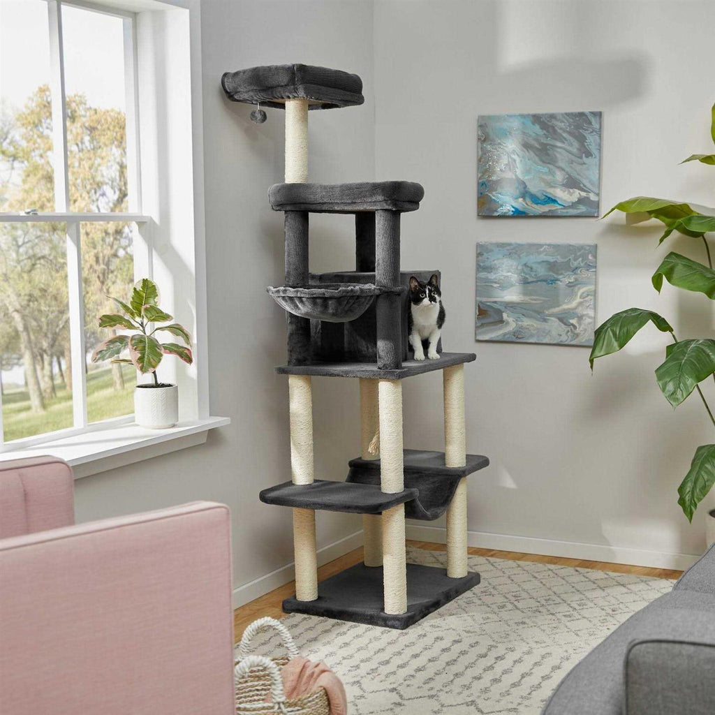 73-in Cat Tree with Hammock Condo and Bed Z6246