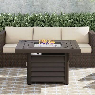 Brown Aluminum Propane Fire Pit Table P504897