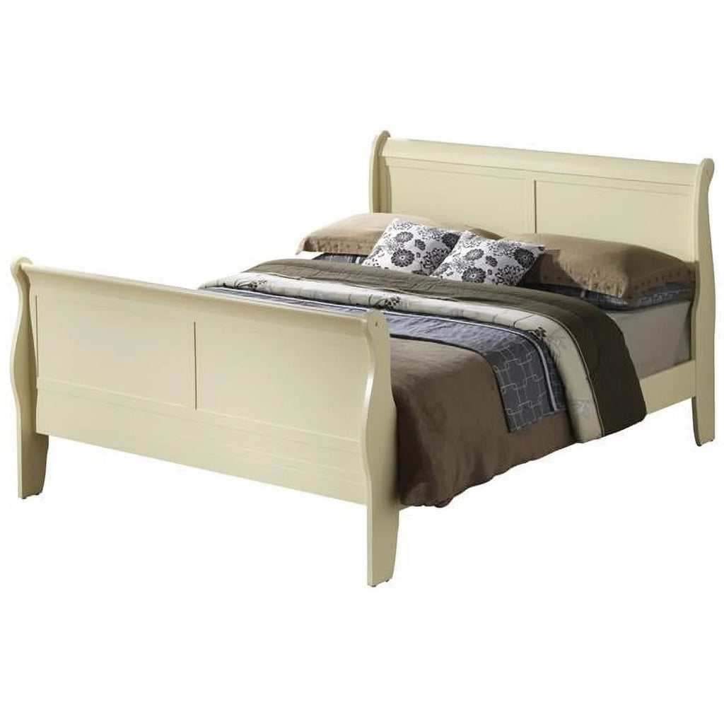 Beige Full Size Sleigh Bed T7830