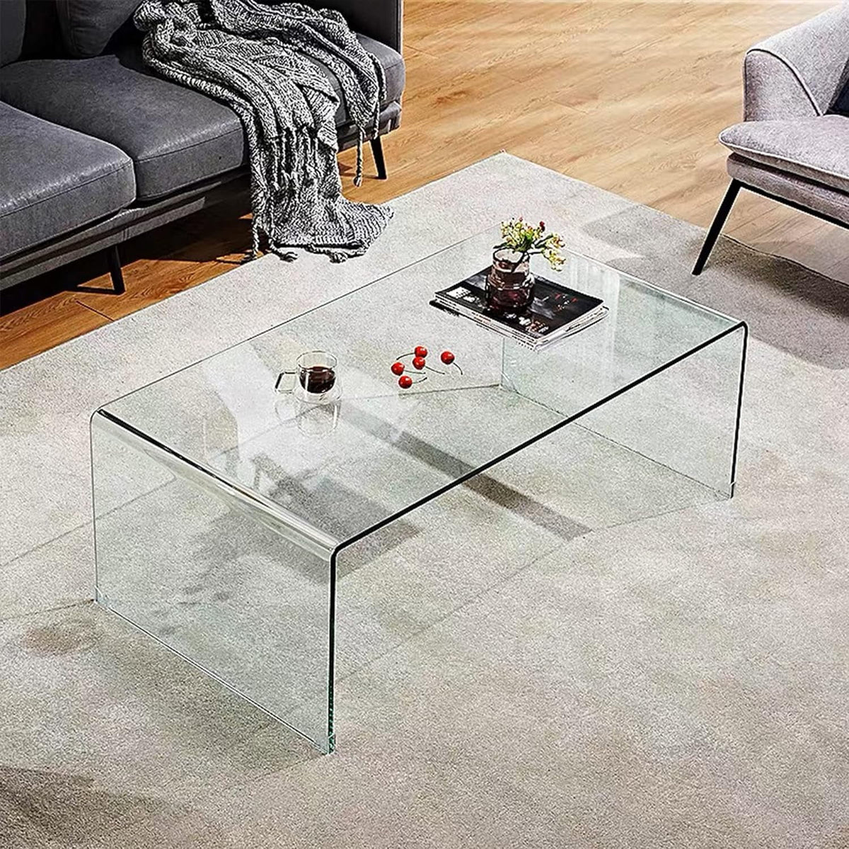 Clear Glass Coffee Table 39.37" x 19.5" H613