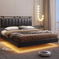 Queen Floating Bed Frame with LED Lights and Wall Mounted Headboard B54815