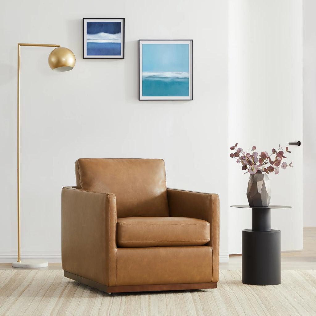Swivel Faux Leather Accent Chair L900