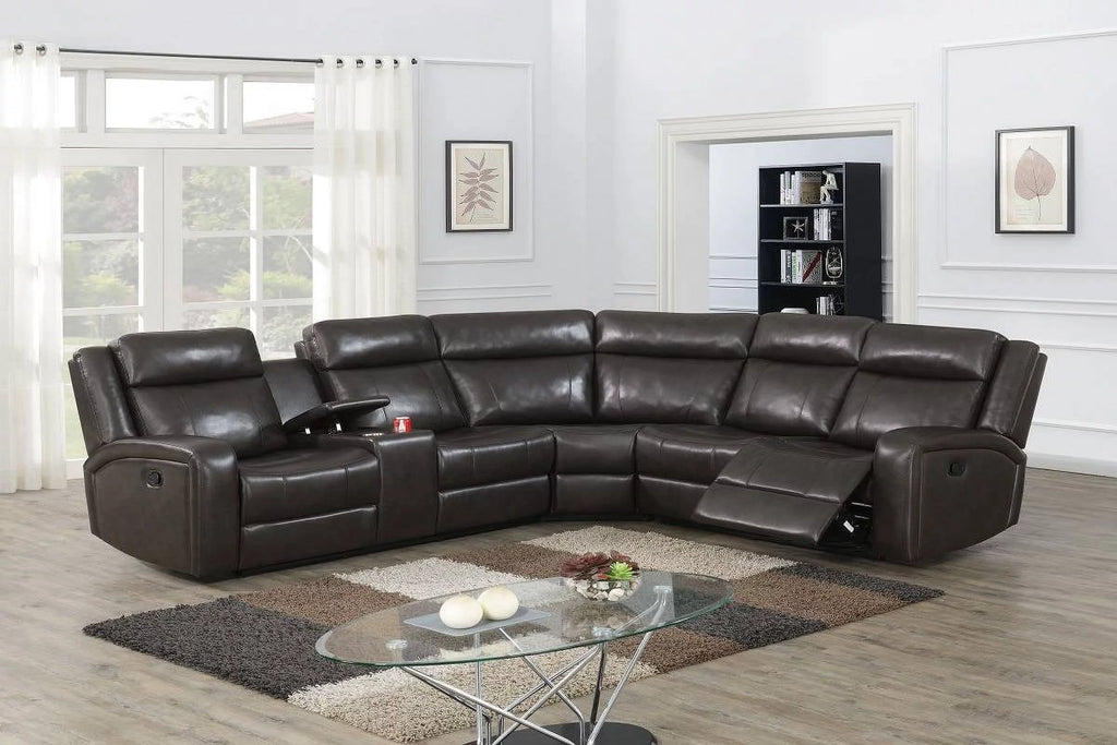Dark Brown Reclining Sectional Sofa Set T99018