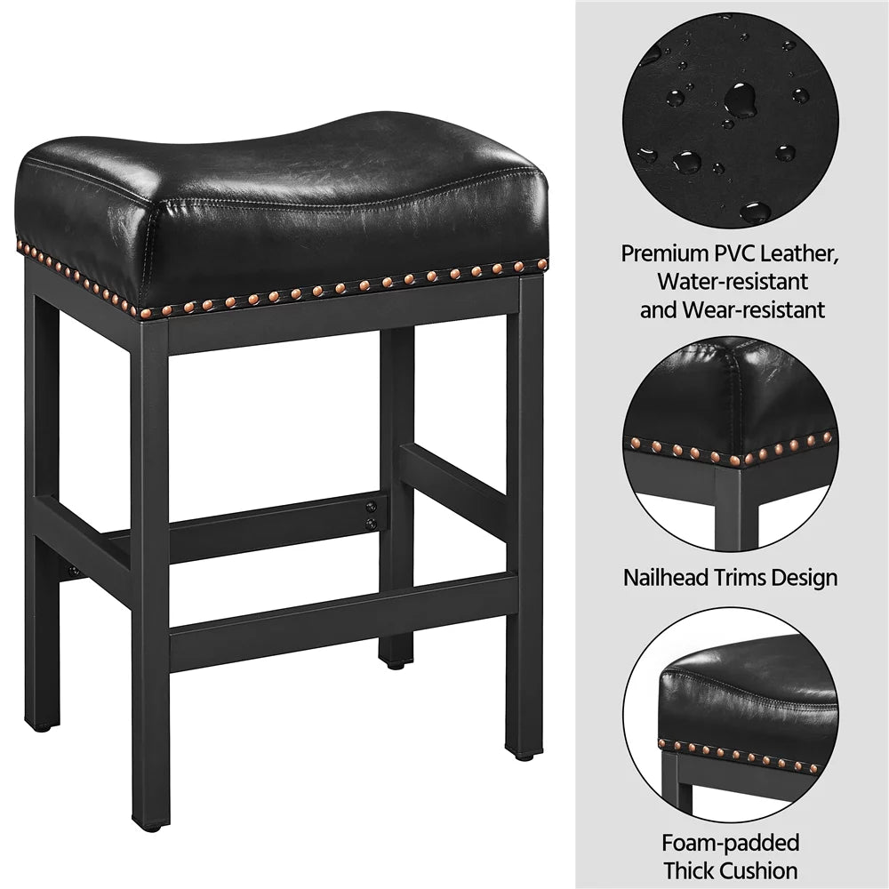 Set of 2 Black Faux Leather Bar Stools Y2674