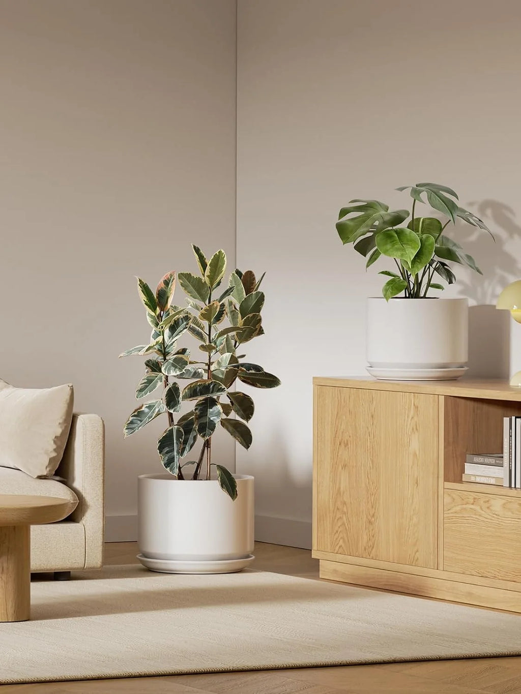 Ceramic Plant Pot with Drainage Holes and Saucer A595002