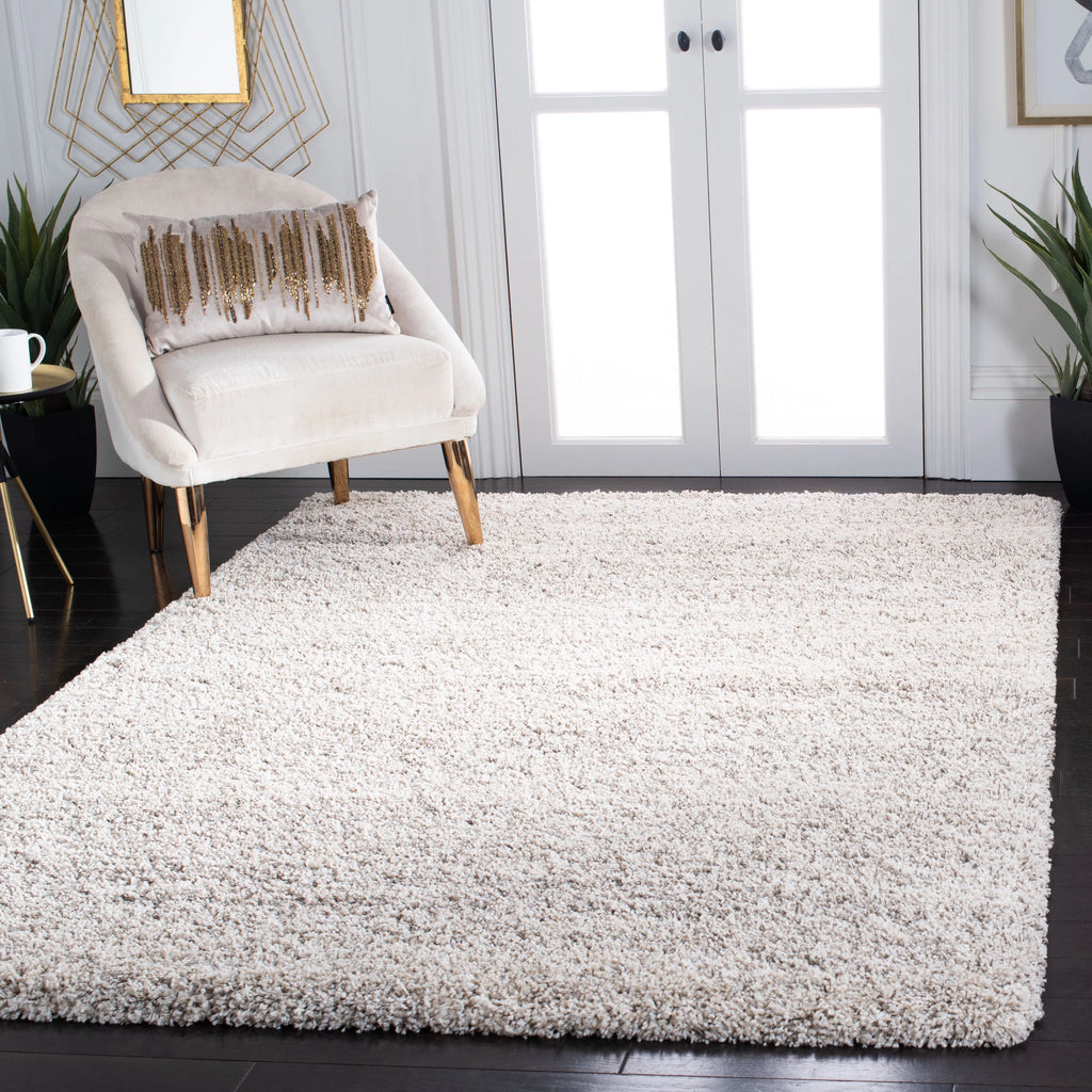 Ivory Grey Striped Shag Area Rug 10' x 14' T356969
